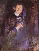 Edvard Munch Holding a cigarette of Self-Portrait oil painting